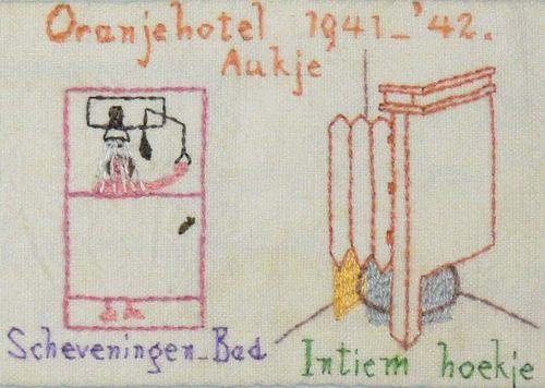 Geborduurde boekenlegger uit het Oranjehotel.