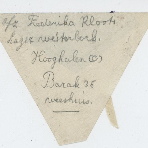 Achterkant van de envelop van een brief van Freke vanuit Westerbork.