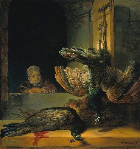 Stilleven met pauwen van Rembrandt uit 1639, dat in nazi bezit kwam.