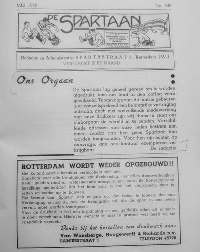 Clubblad De Spartaan, mei 1940.