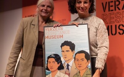 Directeur Verzetsmuseum Liesbeth van der Horst en Burgemeester van Amsterdam Femke Halsema