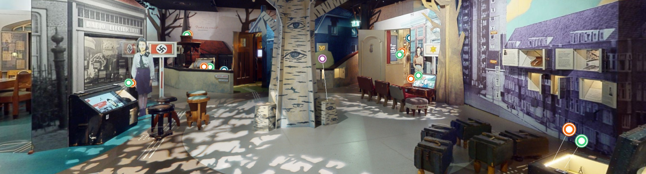 Overzicht virtuele omgeving Verzetsmuseum Junior